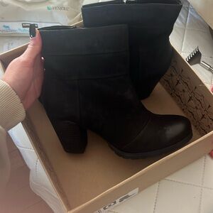Brand new black heeled, Clark boots